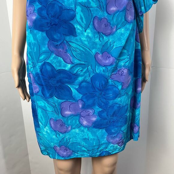 Vintage Spenser Jeremy Floral Print Silk Mini Faux Wrap Cocktail Dress - Picture 6 of 15